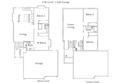 E-Bi Level 3-stall Garage Floor Plan