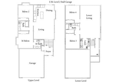 E Bi-Level 2 Stall Garage Floor Plan